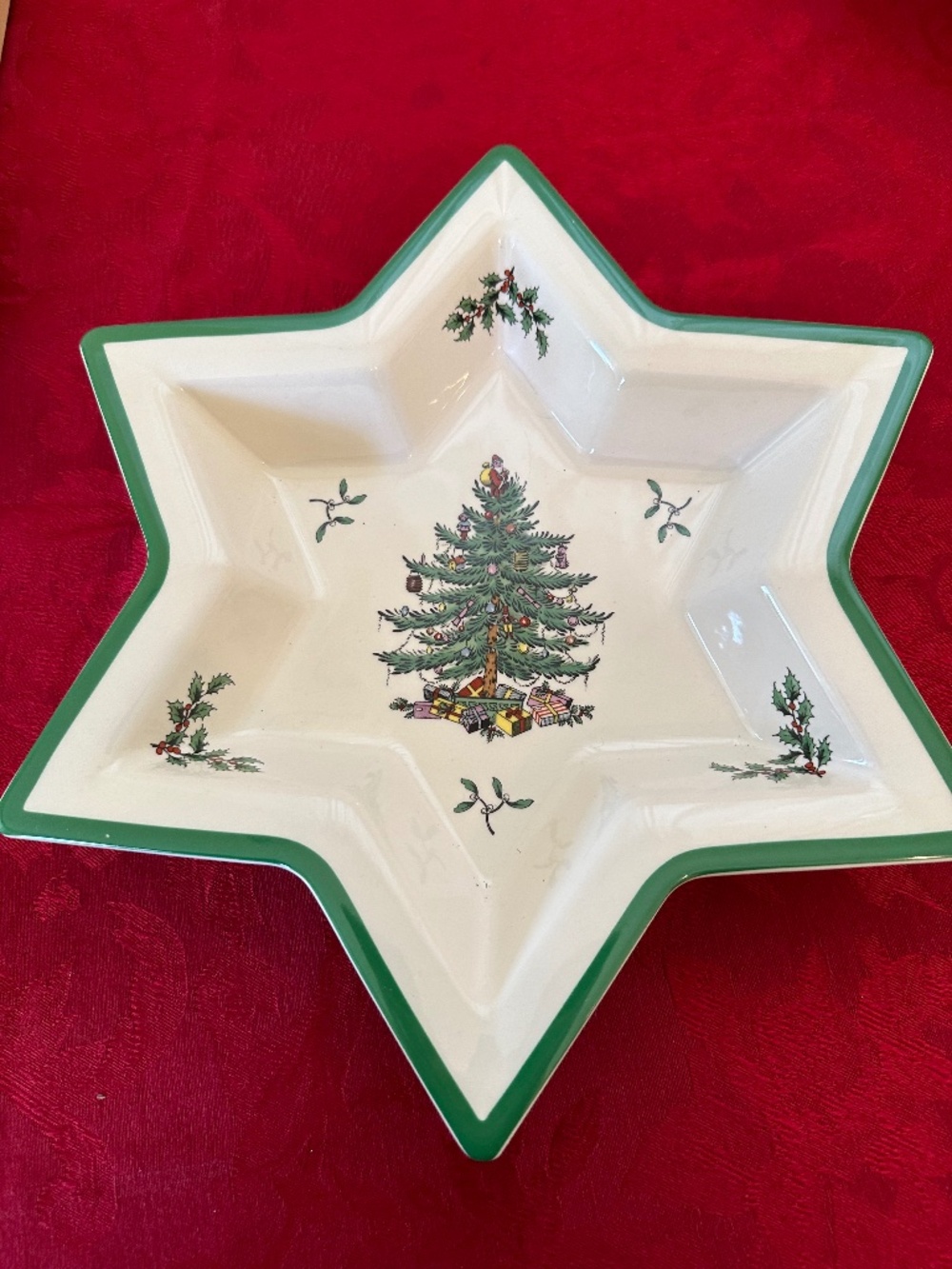 Vintage Spode Christmas Tree 12" Star Serving Dish - Made in England 1976